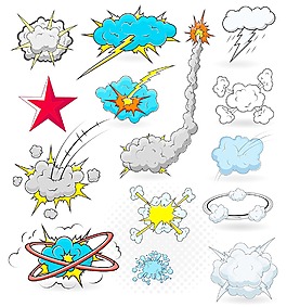 連環爆炸云爆插畫矢量集