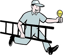 電工控股燈泡和梯子