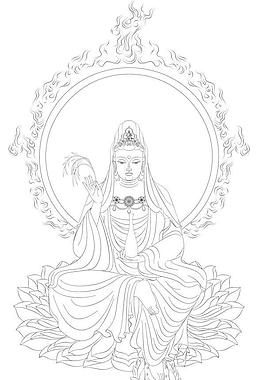 线描观音菩萨矢量图