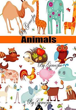 可愛卡通動物矢量圖