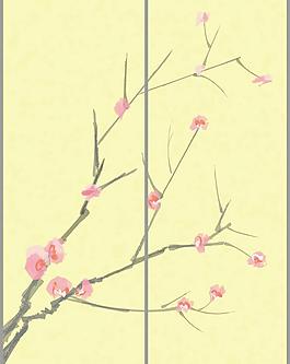 移门 梅花 水墨画