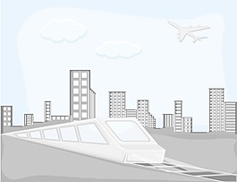 城市-卡通背景矢量