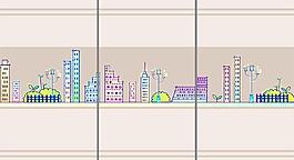 卡通都市風(fēng)景移門(mén)圖案
