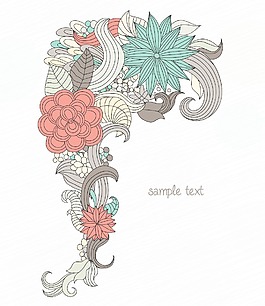 復古花卉背景矢量插畫