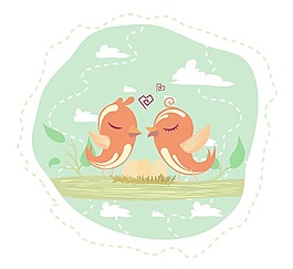 愛情鳥插畫矢量