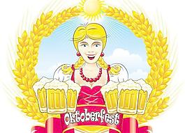 卡通啤酒女郎矢量素材2
