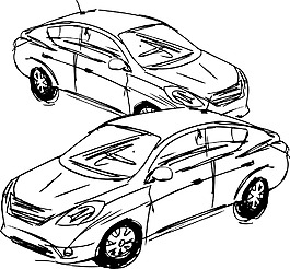 汽車矢量插畫草圖