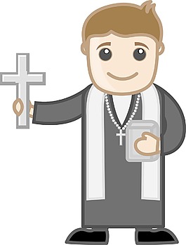 牧师-矢量字符的卡通插画