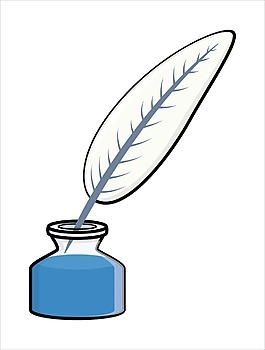 羽墨水壺-卡通矢量圖