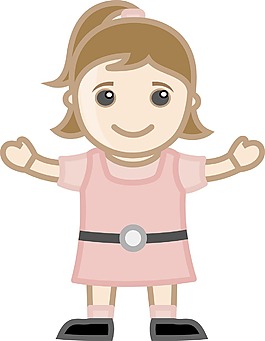 可愛的小女孩-矢量字符的卡通插畫
