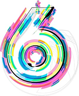 6號字體插畫矢量圖