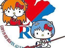 HelloKitty版凌波麗和明日香矢量圖