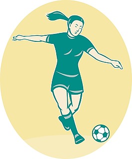 足球運動員踢球的女人