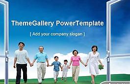 草原風光幸福家庭PPT模板