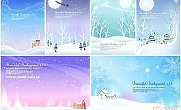 冬季雪景風(fēng)景矢量圖