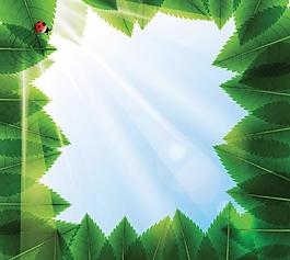 卡通綠葉背景矢量圖