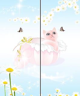 移門菊花與貓