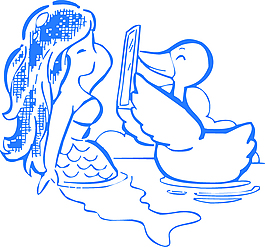 鸭子给美人鱼拿镜子照