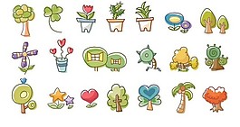 韓國(guó)綠色植物卡通矢量元素