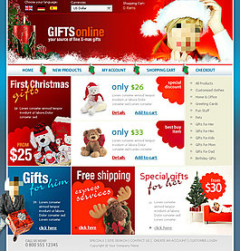 圣誕節(jié)禮物網(wǎng)頁psd模板下載