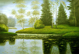 綠色樹林倒影