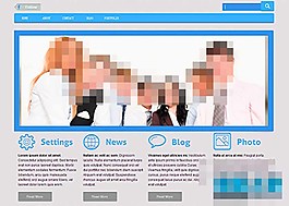 藍色大圖斜紋背景HTML5 CSS3模板