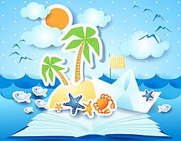 夏日海灘背景矢量圖4