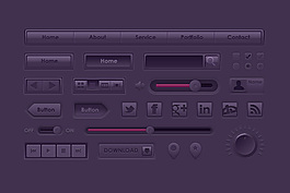 暗調質感UI元素PSD素材