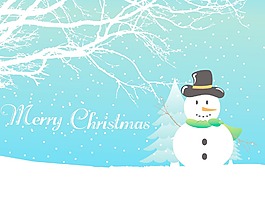 雪花與雪人圣誕背景