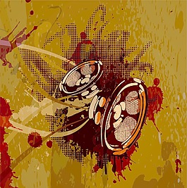 矢量古董演唱會海報與揚聲器