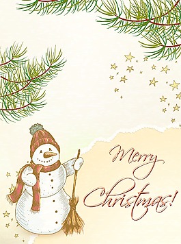 圣誕節(jié)插畫矢量與雪人