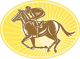 騎手和賽馬的復(fù)古風(fēng)格