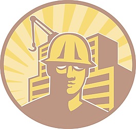 建筑工人的建筑起重機(jī)復(fù)古