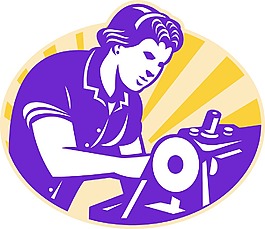 女裁縫工人縫紉機(jī)的機(jī)械師