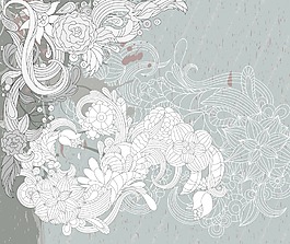 復(fù)古花卉背景矢量插畫