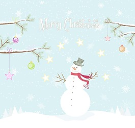 圣誕節(jié)背景矢量與雪人