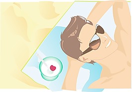 人在海灘上曬日光浴