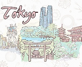 東京涂鴉矢量插畫