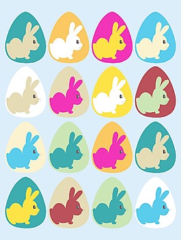 復活節插畫雞蛋和美麗的兔