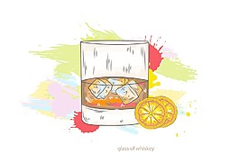 威士忌矢量插畫玻璃