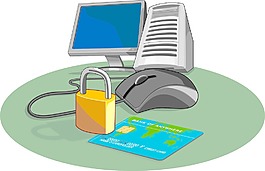 電腦鼠標的信用卡扣鎖復古
