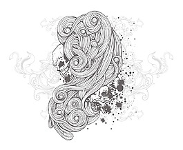 骷髏矢量葡萄酒例證