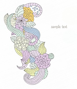 復(fù)古花卉背景矢量插畫(huà)