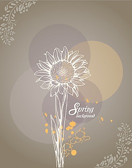 春天開花的花卉背景矢量插畫