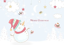 圣誕節(jié)背景矢量與雪人
