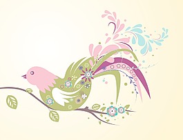 一個(gè)與花和鳥(niǎo)背景摘要說(shuō)明