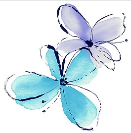 藍(lán)色水彩花