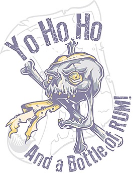 復(fù)古T恤設(shè)計(jì)與海盜的骷髏矢量