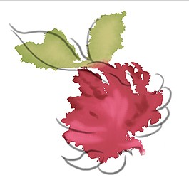 水彩紅色花兒