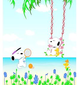 藍天 海邊 小狗